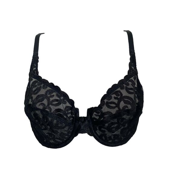Wacoal Other - Wacoal 32D Arabesque Underwire Bra Black Unlined Sexy Mesh